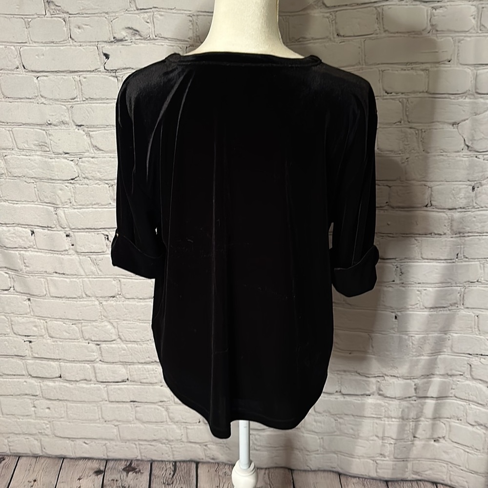 Ralph Lauren Black Velvet Tee Sz L - Picture 4 of 5